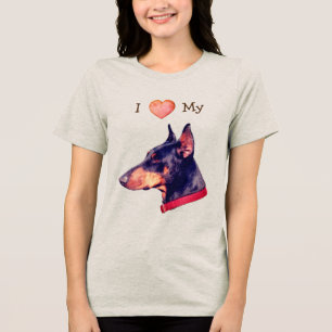 Ich liebe mein Dobermann Pinscher Herz Tri-Blend Shirt
