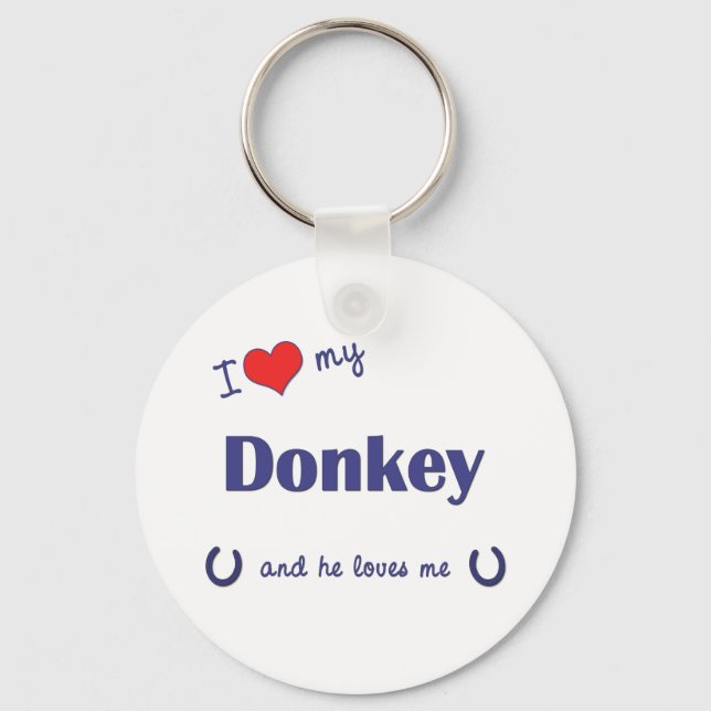Ich Liebe Mein Donkey (männlicher Donkey) Schlüsselanhänger (Vorderseite)