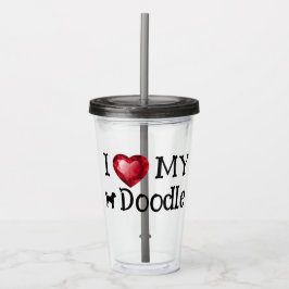 Ich Liebe mein Doodle Acrylic Tumbler 16 oz Acryltrinkbecher