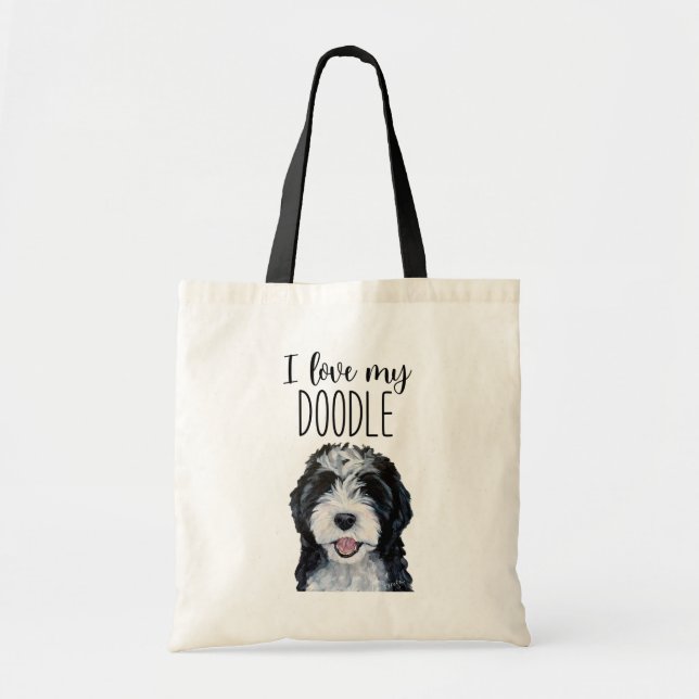 Ich Liebe mein Doodle Tote Bag Tragetasche (Vorne)
