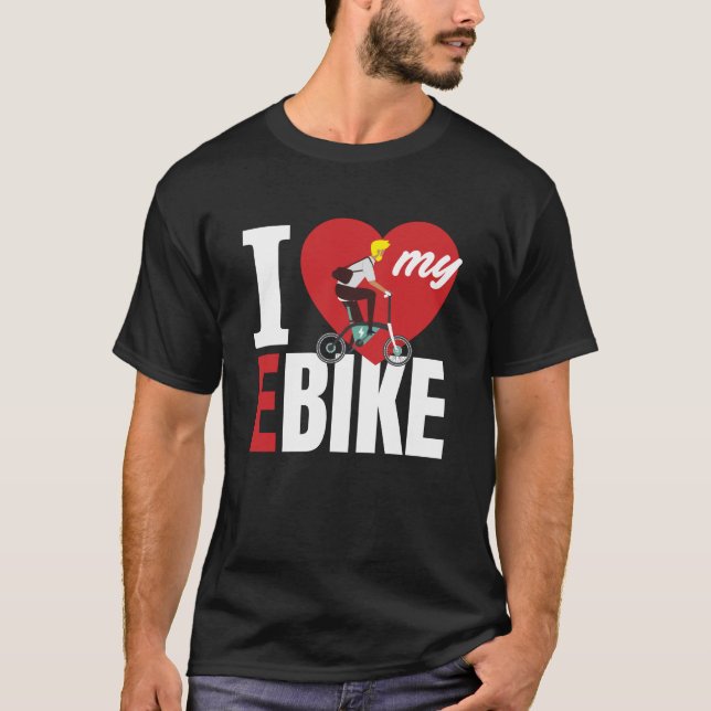Ich Liebe mein E-Bike-Fahrrad T-Shirt (Vorderseite)