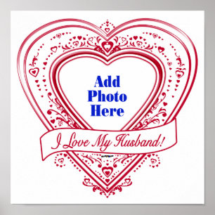 Ich Liebe mein Ehemann! Foto Red Hearts Poster