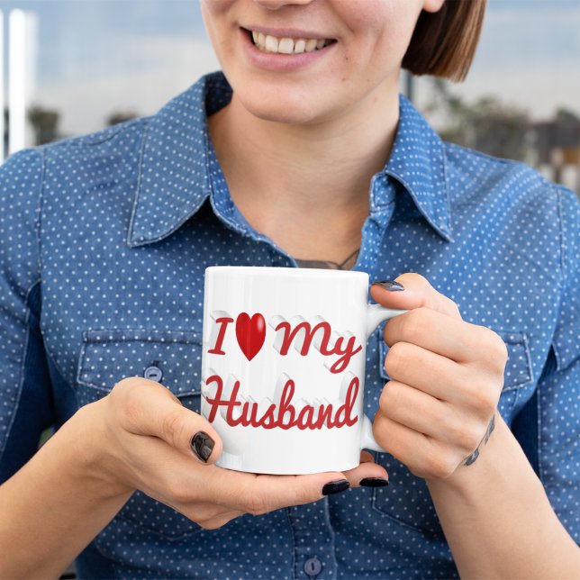 Ich Liebe Mein Ehemann niedlicher roter Text Kaffeetasse (Von Creator hochgeladen)