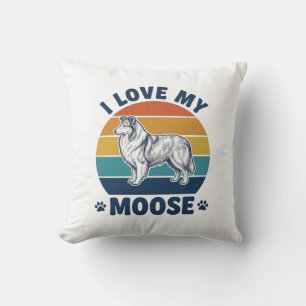 Ich liebe mein Elch-Hund Retro-Gravurdesign_1 Kissen