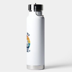 Ich liebe mein Elch-Hund Retro-Gravurdesign_1 Trinkflasche