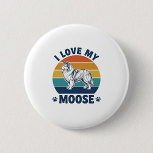 Ich liebe mein Elchhund Retro Gravur Design_1 Button