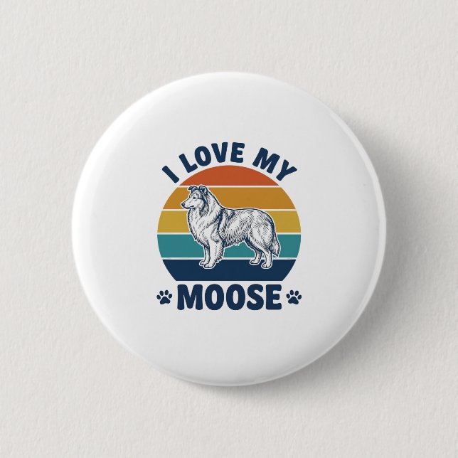 Ich liebe mein Elchhund Retro Gravur Design_1 Button (Vorderseite)