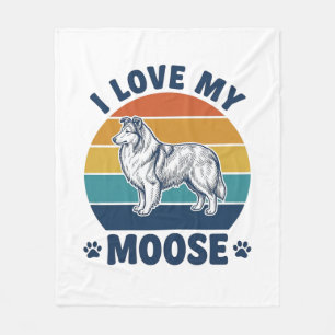 Ich liebe mein Elchhund Retro Gravur Design_1 Fleecedecke