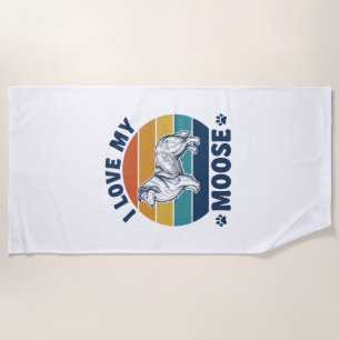 Ich liebe mein Elchhund Retro Gravur Design_1 Strandtuch