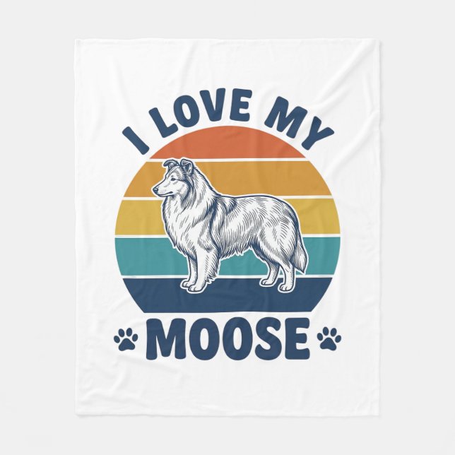 Ich liebe mein Elchhund Retro-Gravurdesign_1 Fleecedecke (Vorderseite)