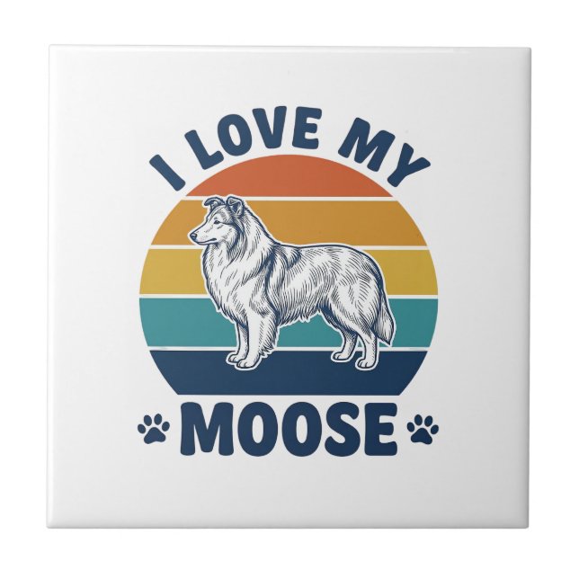 Ich liebe mein Elchhund Retro-Gravurdesign_1 Fliese (Vorderseite)