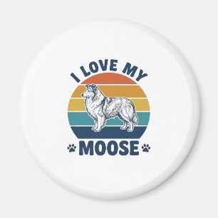 Ich liebe mein Elchhund Retro-Gravurdesign_1 Magnet