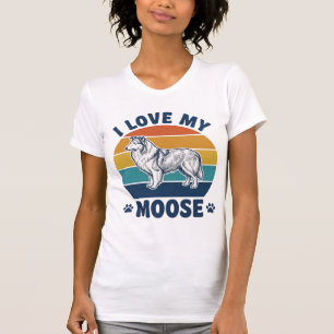 Ich liebe mein Elchhund Retro-Gravurdesign_1 T-Shirt