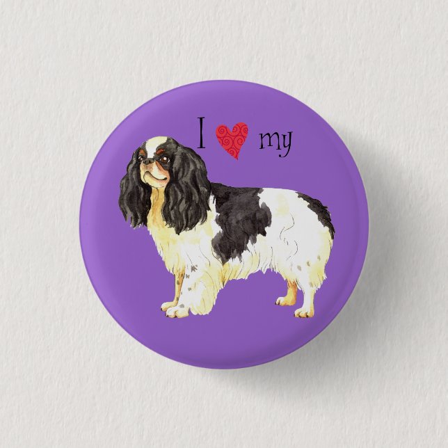 Ich Liebe mein Englisch Toy Spaniel Button (Vorderseite)