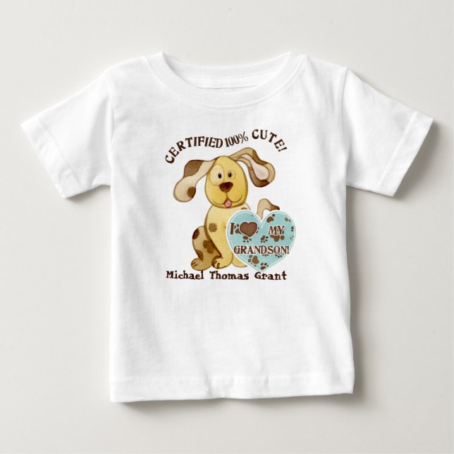 Ich Liebe mein Enkelsohn, Personalisiertes Baby Te T-shirt (Vorderseite)
