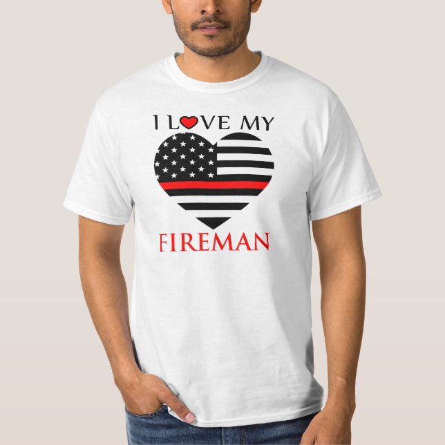 Ich Liebe mein Feuerwehrmann - T - Shirt der Feuer (Vorderseite)