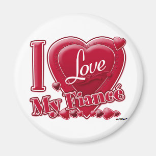 Ich Liebe mein Fiancé rot - Herz Magnet