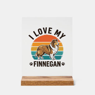 Ich liebe mein Finnegan Vintage-Hundename-Shirt-De Acrylschild