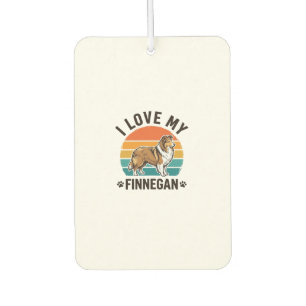 Ich liebe mein Finnegan Vintage-Hundename-Shirt-De Autolufterfrischer