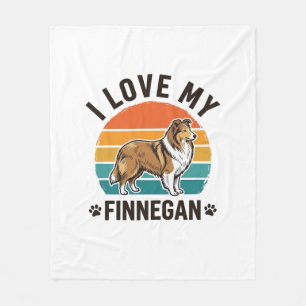 Ich liebe mein Finnegan Vintage Hundename-Shirt-De Fleecedecke