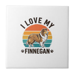 Ich liebe mein Finnegan Vintage Hundename-Shirt De Fliese