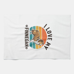 Ich liebe mein Finnegan Vintage Hundename-Shirt-De Geschirrtuch
