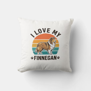 Ich liebe mein Finnegan Vintage-Hundename-Shirt-De Kissen