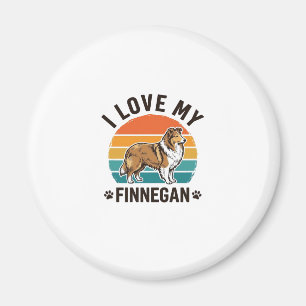 Ich liebe mein Finnegan Vintage Hundename-Shirt-De Magnet