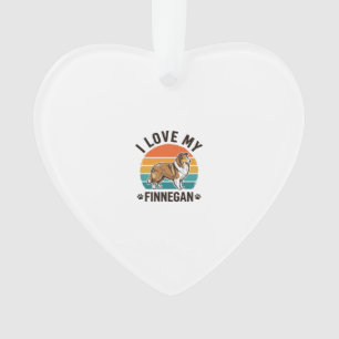 Ich liebe mein Finnegan Vintage-Hundename-Shirt-De Ornament