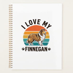 Ich liebe mein Finnegan Vintage-Hundename-Shirt-De Planer