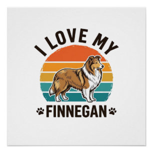 Ich liebe mein Finnegan Vintage Hundename-Shirt-De Poster