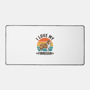 Ich liebe mein Finnegan Vintage-Hundename-Shirt-De Schreibtischunterlage
