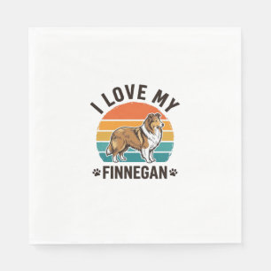 Ich liebe mein Finnegan Vintage Hundename-Shirt-De Serviette
