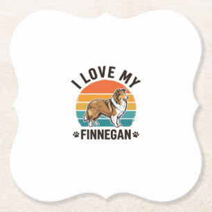 Ich liebe mein Finnegan Vintage Hundename-Shirt-De Untersetzer