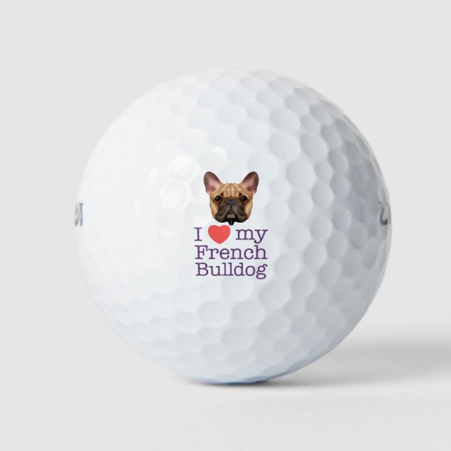 Ich Liebe mein Französischer Bulldog Golfball (Vorderseite)