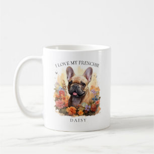 Ich Liebe mein französisches Bulldog-Blumenportrai Kaffeetasse