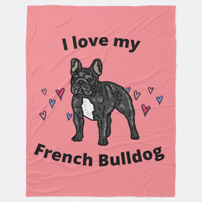 ICH LIEBE MEIN FRANZÖSISCHES BULLDOG FLEECE BLANKE (Vorderseite)