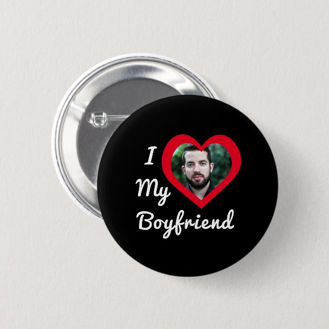 Ich Liebe Mein Freund Bae Personalisiertes Foto Button (Vorne & Hinten)
