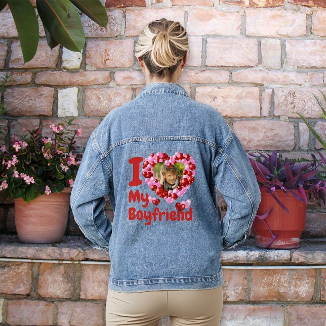 Ich Liebe Mein Freund Custom Foto Jeansjacke (I Love My Boyfriend Custom Photo Denim Jacket Plants)