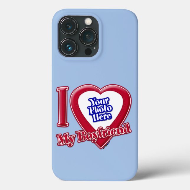 Ich Liebe Mein Freund Foto Red Heart Baby Blue Case-Mate iPhone Hülle (Rückseite)