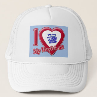 Ich Liebe Mein Freund Foto Red Heart Baby Blue Truckerkappe