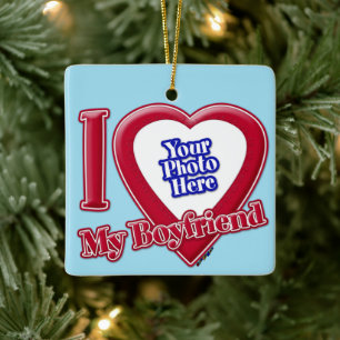 Ich Liebe Mein Freund Foto Red Heart Blue Horizon Keramikornament