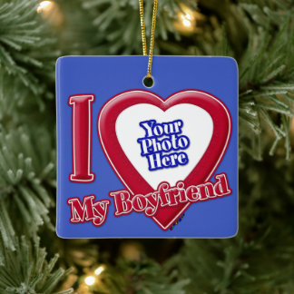 Ich Liebe mein Freund Foto Red Heart D R Blue Keramikornament
