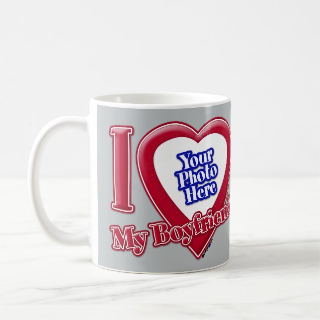 Ich Liebe mein Freund Foto Red Heart Grau Kaffeetasse (Links)