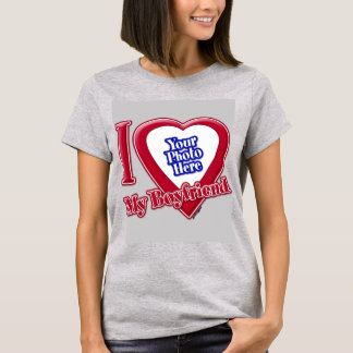 Ich Liebe mein Freund Foto Red Heart Grau T-Shirt