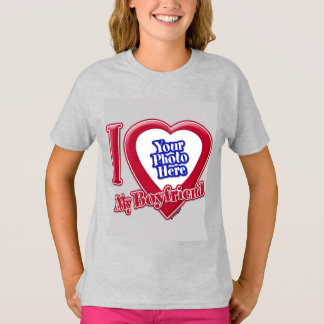 Ich Liebe mein Freund Foto Red Heart Grau T-Shirt