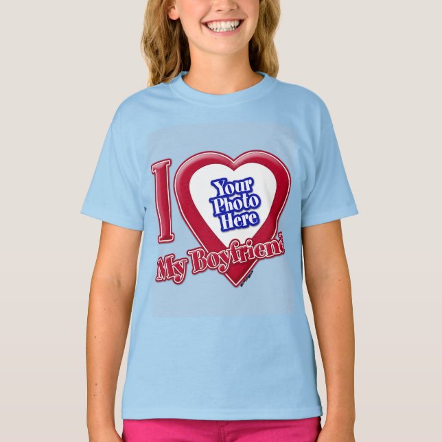 Ich Liebe mein Freund Foto Red Heart Light Blue T-Shirt (Vorderseite)
