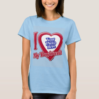Ich Liebe mein Freund Foto Red Heart Light Blue T-Shirt