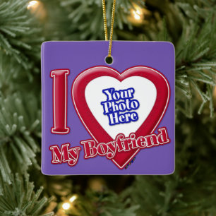 Ich Liebe Mein Freund Foto Red Heart Lila Keramikornament