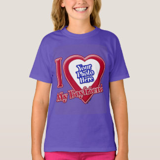 Ich Liebe Mein Freund Foto Red Heart Lila T-Shirt